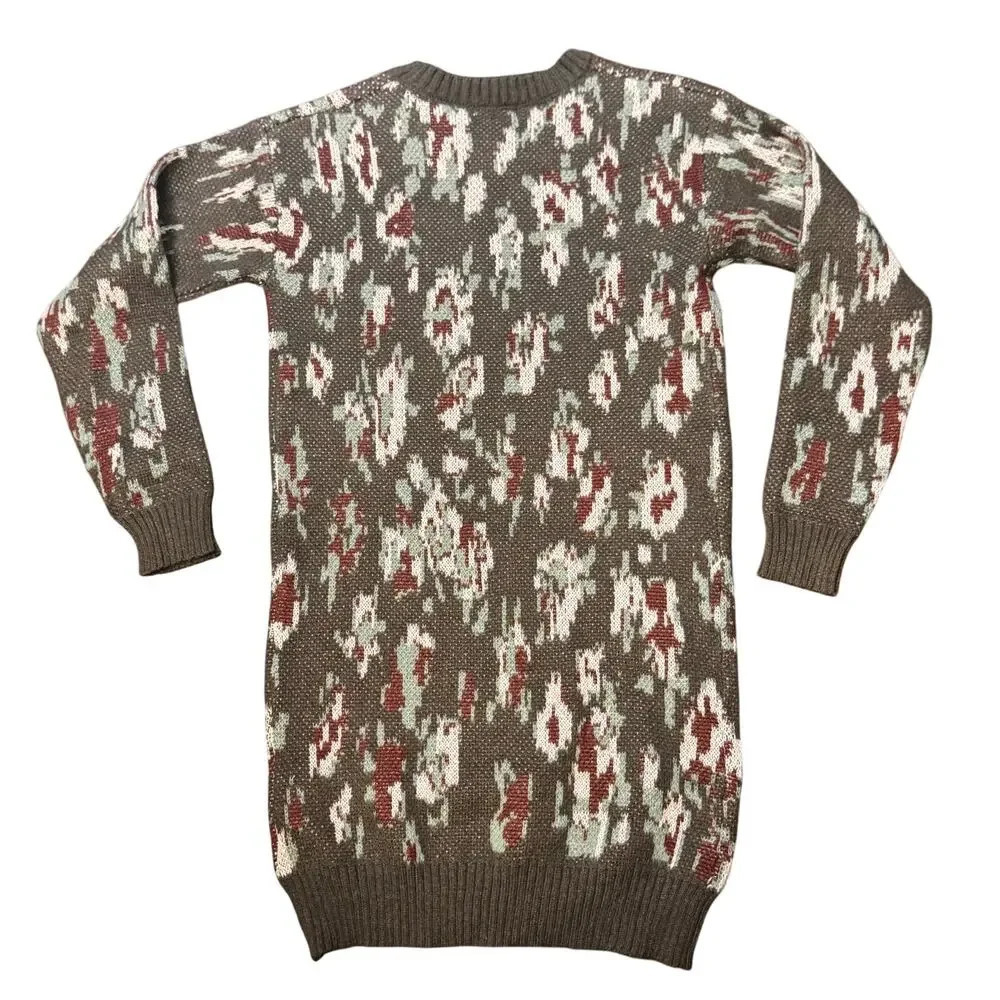 New STITCHDROP Jakarta Floral Print Sweater Dress Jardin Brown Pink Women's XS - Picture 7 of 10